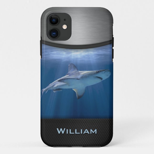 Coques Case-Mate iPhone Croisière de requin avec son nom (Dos)