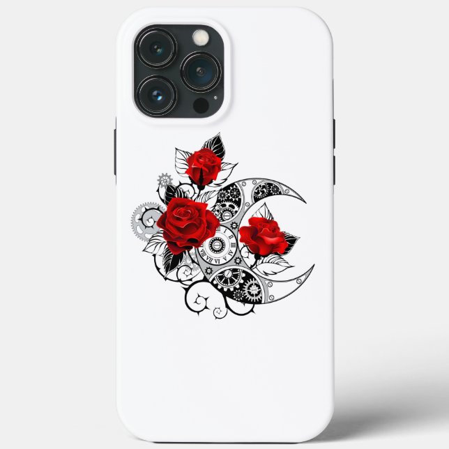 Coques Case-Mate iPhone Croissant mécanique avec roses rouges (Verso)