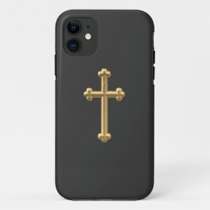 Coque iPhone 11 Croix "3-D" en or 2