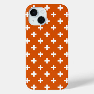 Coque Pour iPhone 15 Croix à pois blancs sur orange brûlé