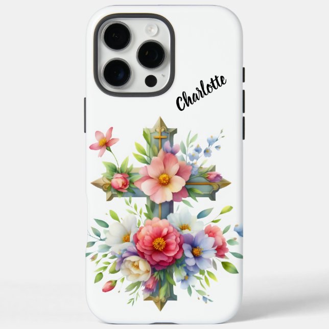 Coques Case-Mate iPhone Croix Bleue Chrétienne par Fleurs en fleurs (Verso)