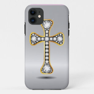 Coque Case-Mate Pour iPhone Croix chrétienne avec des pierres de "diamant"