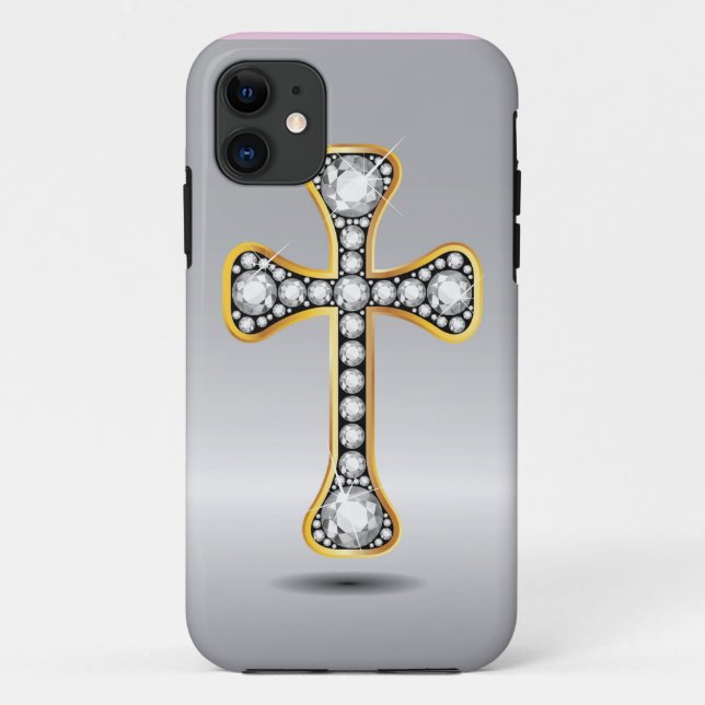 Coques Case-Mate iPhone Croix chrétienne avec des pierres de "diamant" (Dos)
