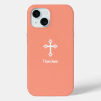 Croix chrétienne I Love Jésus Saumon Orange