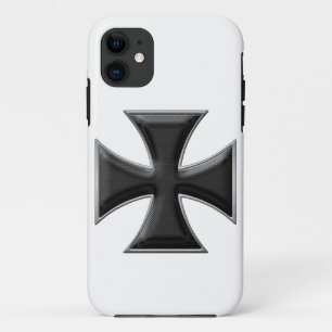 Coque iPhone 11 Croix de fer de fibre de carbone - noir