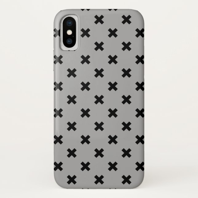 Coques Case-Mate iPhone Croix noire coutures sur gris (Dos)