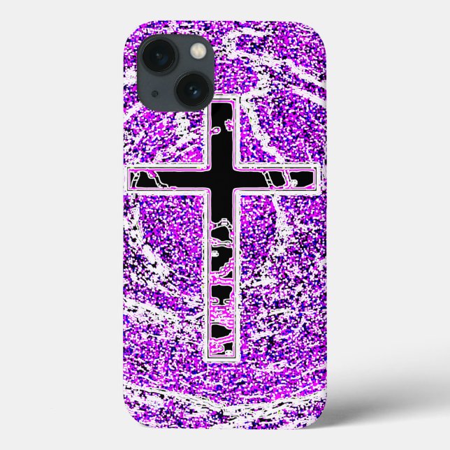 COQUES Case-Mate iPhone CROIX NOIRE ET ROSE AVEC ARRIÈRE - PLAN VIOLET (Verso)