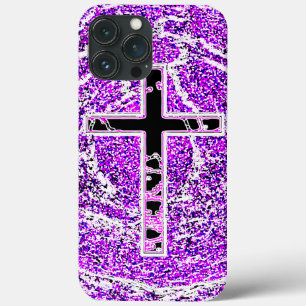 Case-Mate iPhone CASE CROIX NOIRE ET ROSE AVEC ARRIÈRE - PLAN VIOLET