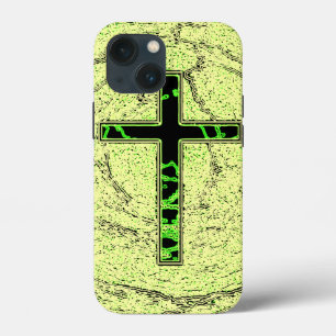 Case-Mate iPhone CASE CROIX NOIRE ET VERTE AVEC ARRIÈRE - PLAN EN MARBRE