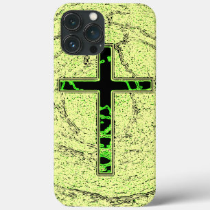 Case-Mate iPhone CASE CROIX NOIRE ET VERTE AVEC ARRIÈRE - PLAN EN MARBRE
