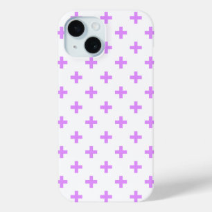 Coque Pour iPhone 15 Croix pois lilac sur fond blanc