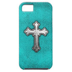 Croix turquoise en métal