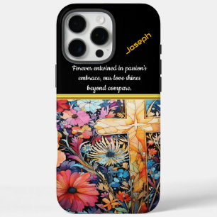 Coques iPhone 16 Pro Max Croix Vibrante Avec Fleurs En Floraison