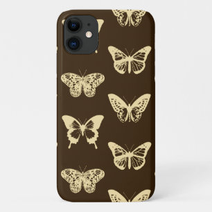Case-Mate iPhone Case Croquis de papillon, beige sur chocolat