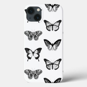 Etui iPhone Case-Mate Croquis de papillon, blanc et noir