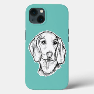 Case-Mate iPhone Case croquis de teckel dessiné à la main noir blanc chi