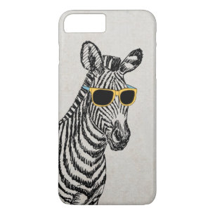 Coque iPhone 7 Plus Croquis de zèbre cool mignon et drôle avec lunette