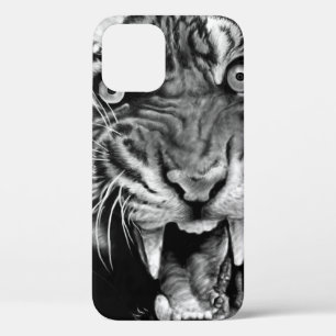 Case-Mate iPhone Case Croquis d'un tigre sauvage en noir et blanc, white