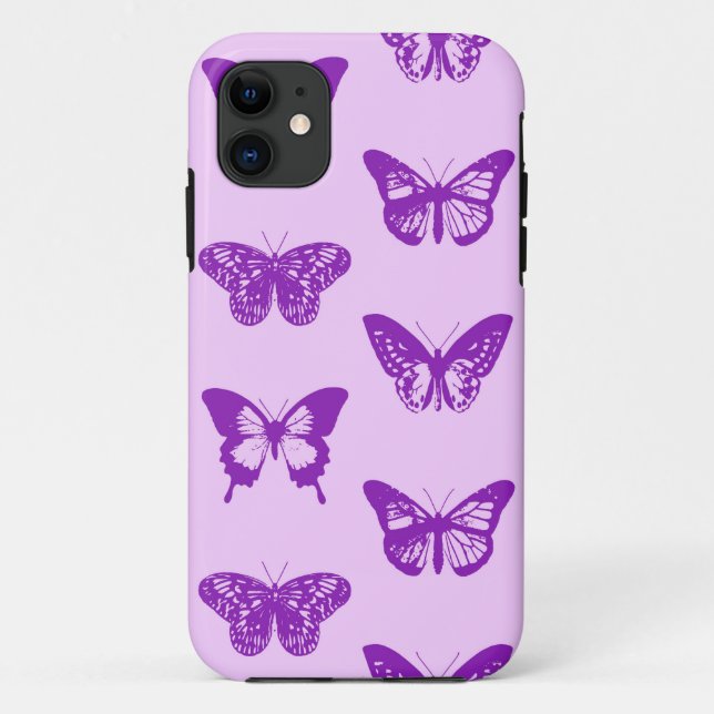 Coques Case-Mate iPhone Croquis papillon, rose orchidée et violet (Dos)