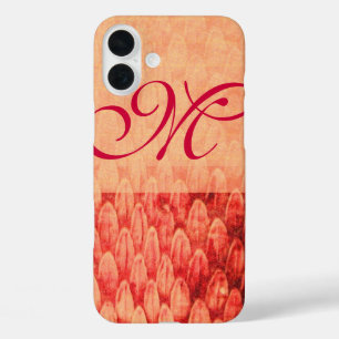 Coques iPhone 16 Plus CROTALUS MONOGRAM rouge rose fuchsia