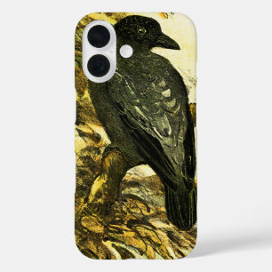 Coque Pour iPhone 16 Crow vintage Perché sur une branche Theo van Hoyte