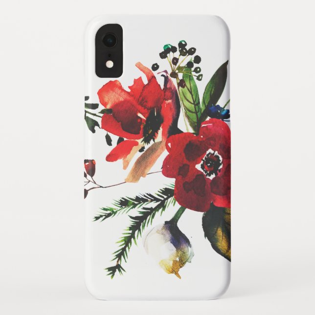 Coques Case-Mate iPhone Cru floral élégant d'aquarelle d'hiver (Dos)