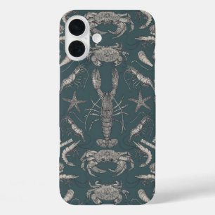 Coques iPhone 16 Plus crustacés de corne damassé apatite foncé