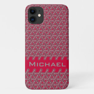 Coques Pour iPhone Cubic votre nom polymère rouge motif