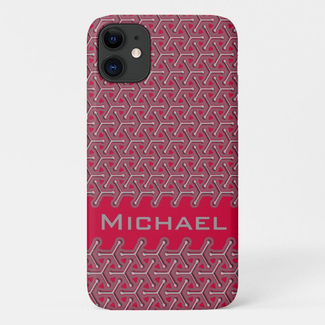 Coques Case-Mate iPhone Cubic votre nom polymère rouge motif (Dos)