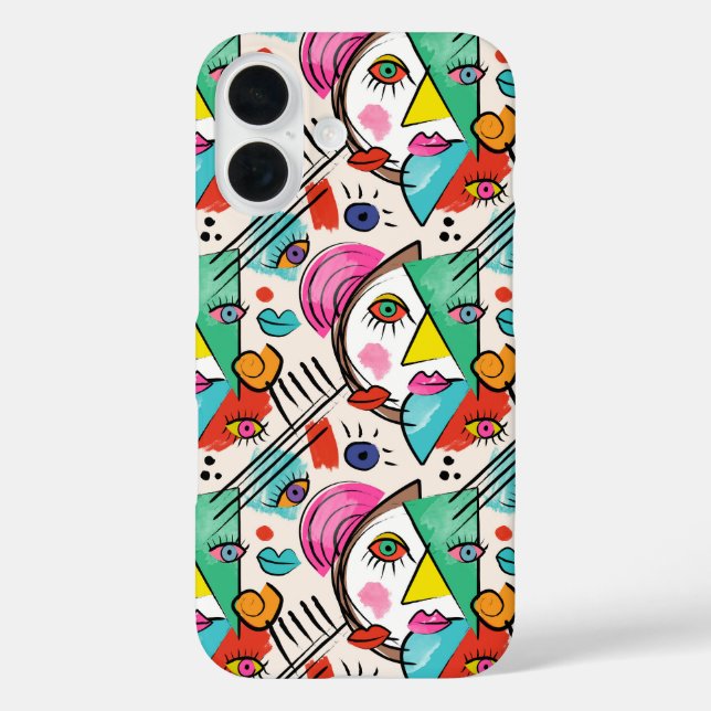 Coques Case-Mate iPhone Cubisme moderne Artsy Abstrait Femme Visages Art (Verso)