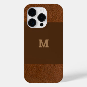 Coque Pour iPhone 14 Pro Cuir Brown avec monogramme classique