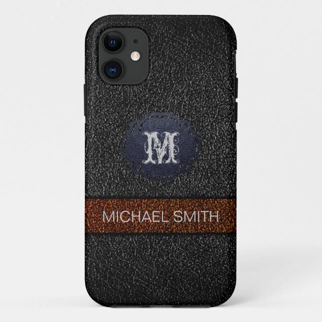 Coques Case-Mate iPhone Cuir Brown et noir (Dos)