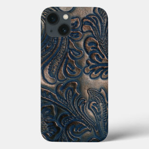 iPhone 13 Coque Cuir Brown foncé Vintage embouti usé