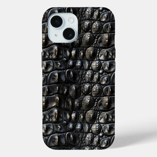 Coques Case-Mate iPhone Cuir de crocodile noir (Verso)