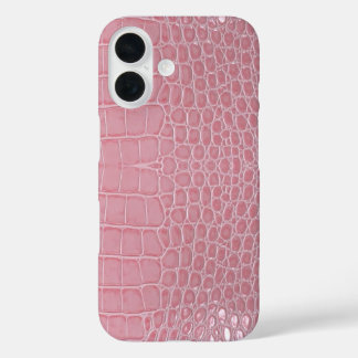 Coque Pour iPhone 16 Cuir de crocodile rose esthétique
