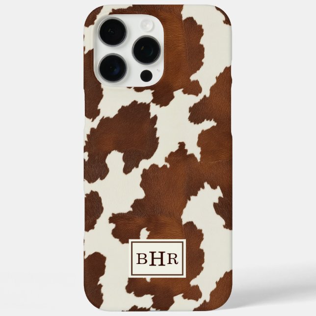 Coques Case-Mate iPhone Cuir de vache marron monogrammé (Verso)