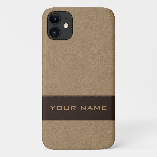 Coques Case-Mate iPhone Cuir Faux Beige Personnalisé (Dos)