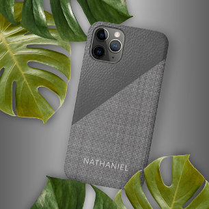 Case-Mate iPhone Case Cuir Faux Gris Clair Moyen Foncé Personnalisé