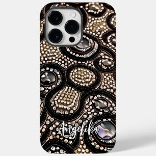 Coque Pour Pour iPhone 14 Pro Max Cuir minimaliste Faux Abstrait avec nom personnali