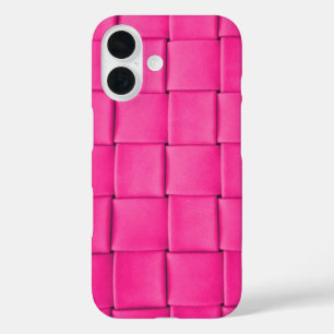 Coque Pour iPhone 16 Cuir Tissé Rose