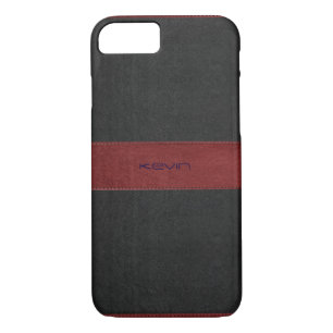 Coques Pour iPhone Cuir Vintage noir et rouge pointu