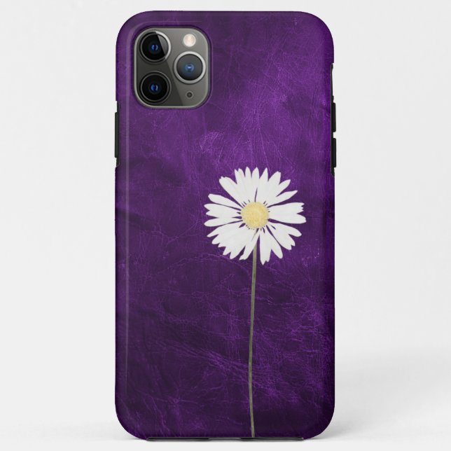 Coques Case-Mate iPhone cuir violet avec marguerite (Dos)