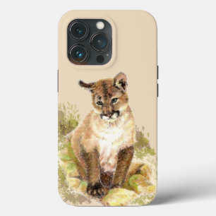 Case-Mate iPhone Case Cuire Cougar Mountain Lion Chat Kitten Aquarelle 