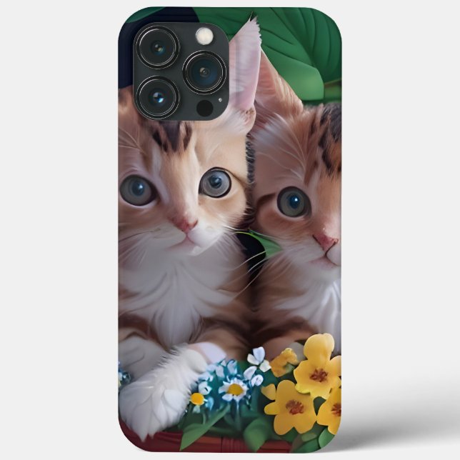 Coques Case-Mate iPhone Cuisinement Cute Kittens dans un panier à fleurs (Verso)