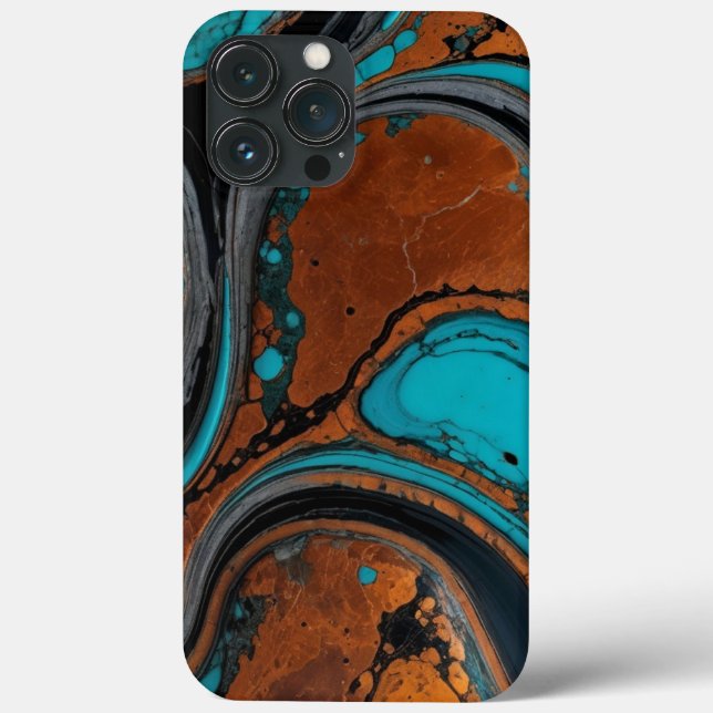 Coques Case-Mate iPhone Cuivre avec abstrait Turquoise (Verso)