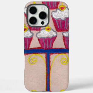 Coques iPhone 16 Pro Max Cupcake Art Imprimer avec cerise et Arrière - plan