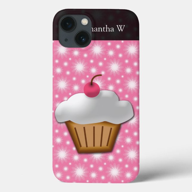 Coques Case-Mate iPhone Cupcake coupé avec cerise rose sur le dessus (Verso)