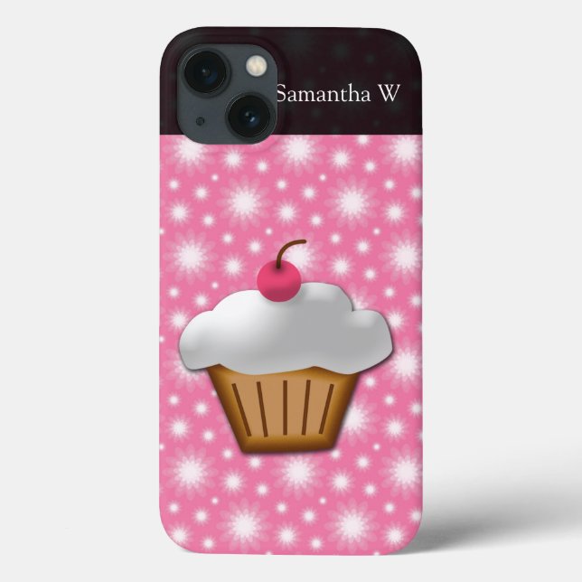 Coques Case-Mate iPhone Cupcake coupé avec cerise rose sur le dessus (Verso)
