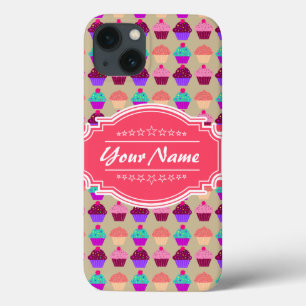 Coques Pour iPhone Cupcake Motif Hot Pink Nom personnalisé
