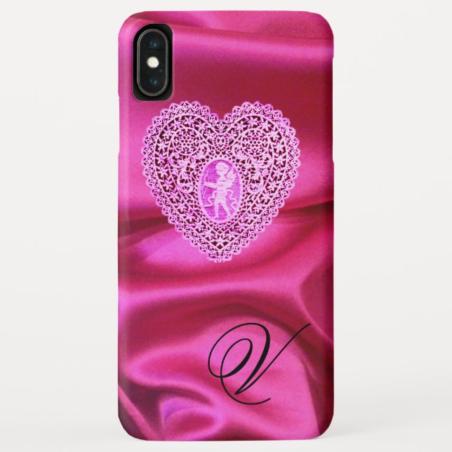 COQUES Case-Mate iPhone CUPID LACE COEUR SOIE ROSE FUCHSIA TISSU MONOGRAMM (Dos)